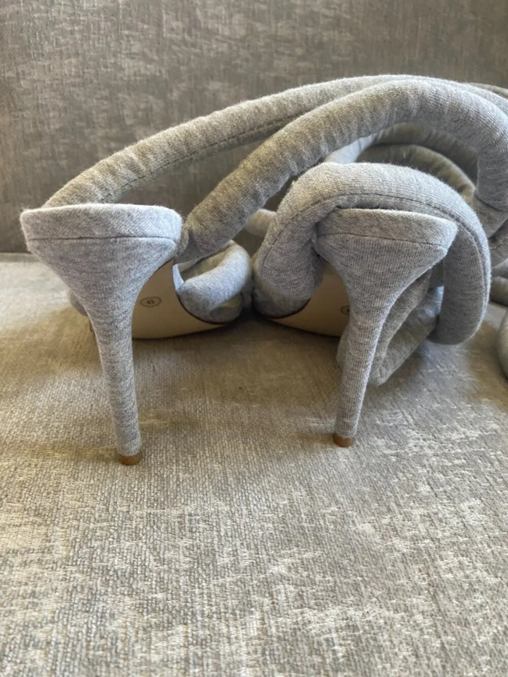 Strappy High Heels Gladiator Sandals With Grey Jersey Size 9 Like New